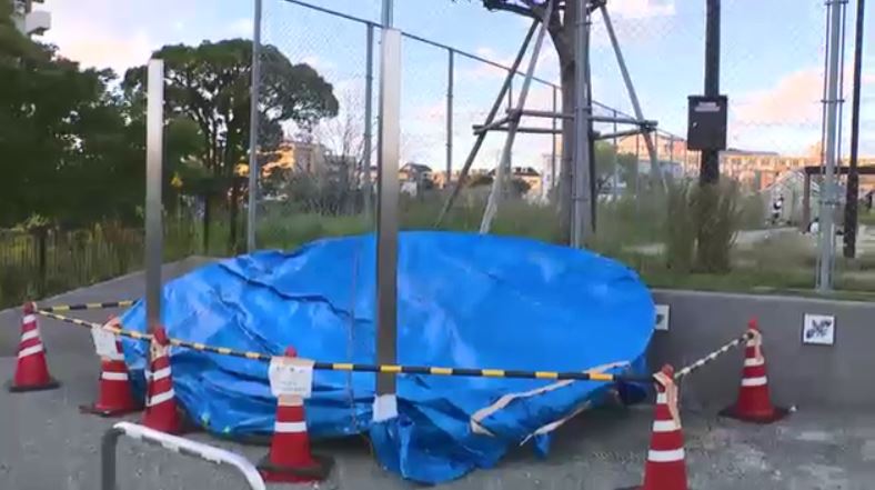 公園の日よけ棚の屋根落下　重さ数百キロ　中学生がぶら下がり4人負傷　1人は肋骨折れてせき髄損傷　同じ構造の日よけ棚を緊急点検へ　福岡